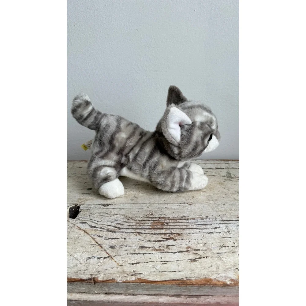 Miyoni by Aurora Grey Tabby Kitten Plush Stuffed Animal Realistic Cat 10 inch